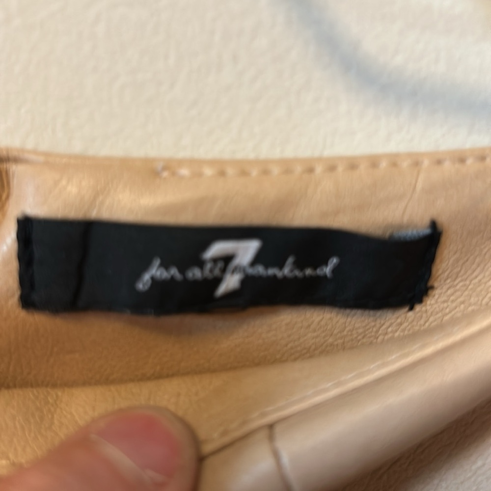 7 for all mankind tan faux leather mini skort 100% polyurethane 26 inch waist - Picture 5 of 5